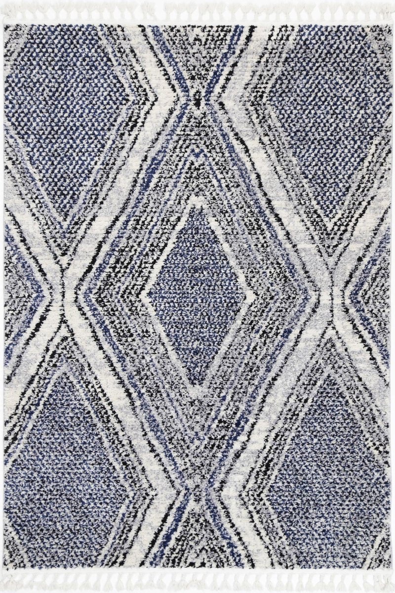 Pristine Navy Blue Geometric Rug - Ruggy