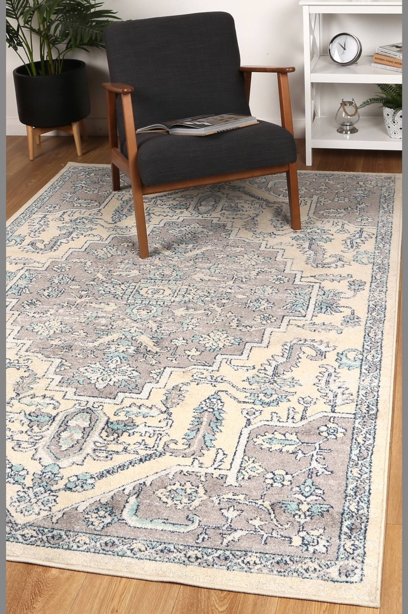 Pulse Avola Grey & Blue Transitional Rug - Ruggy