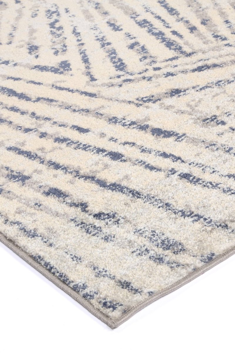 Pulse Ferraro Ivory & Blue Geometric Rug - Ruggy