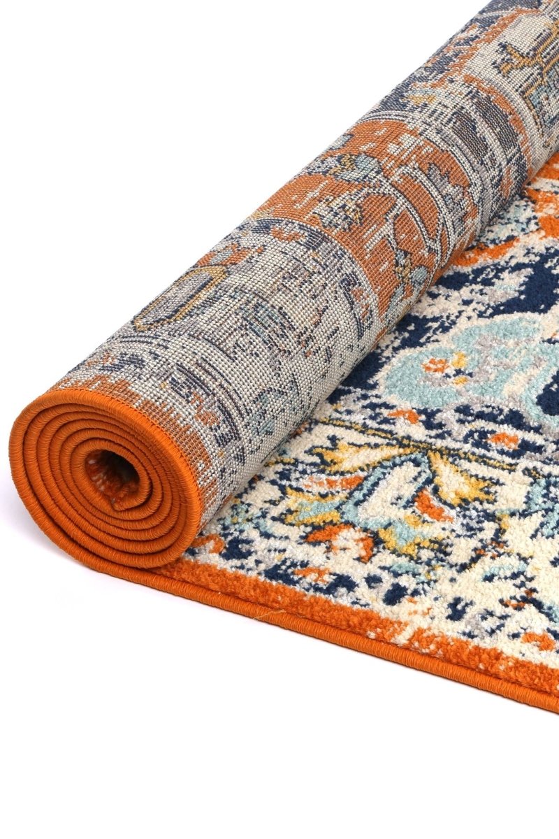 Pulse Messina Orange & Blue Transitonal Rug - Ruggy