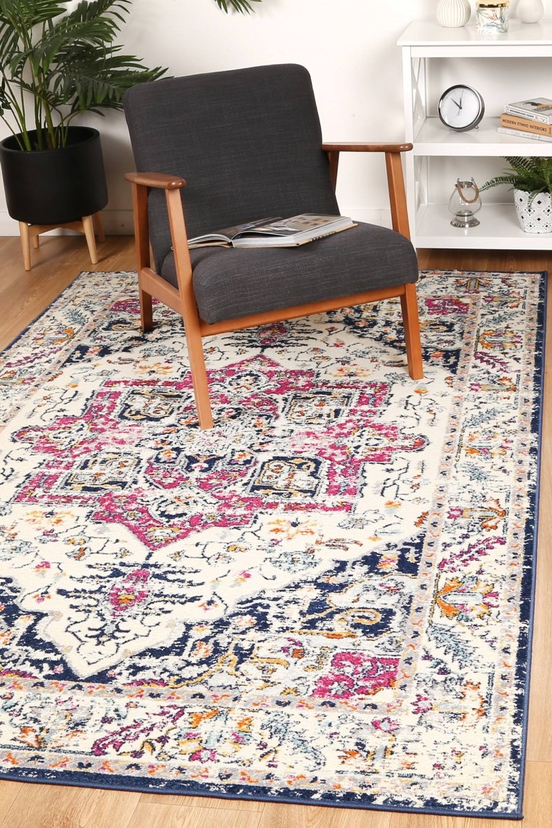 Pulse Nicosia Navy & Pink Transitional Rug - Ruggy