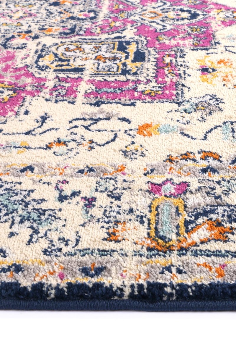 Pulse Nicosia Navy & Pink Transitional Rug - Ruggy