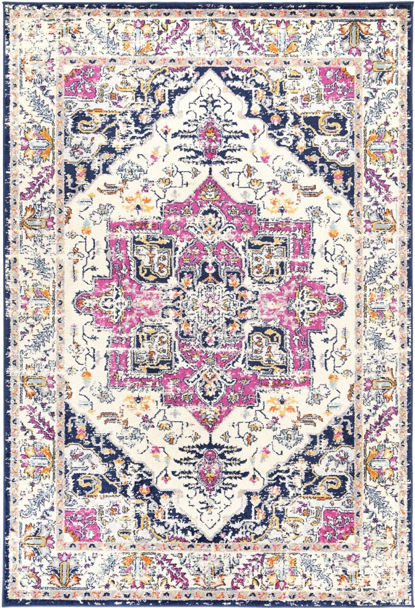 Pulse Nicosia Navy & Pink Transitional Rug - Ruggy