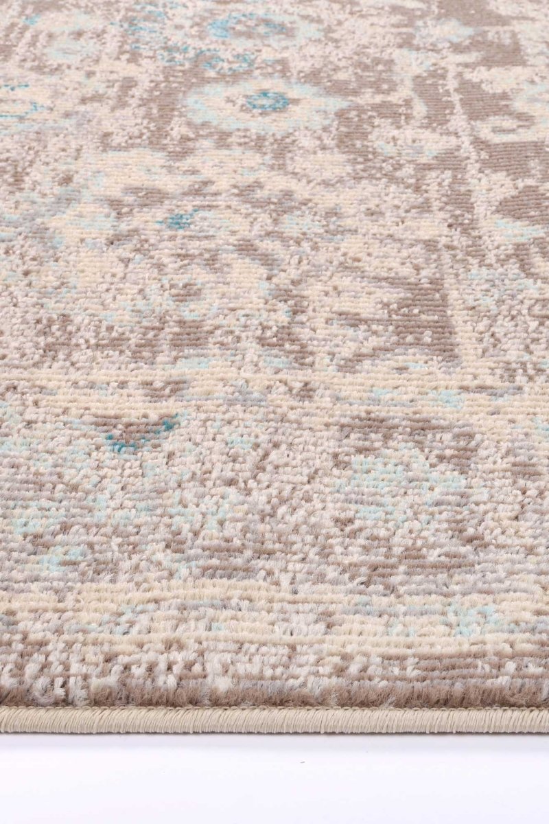 Ravish Grey/Sky Blue Floral Rug - Ruggy