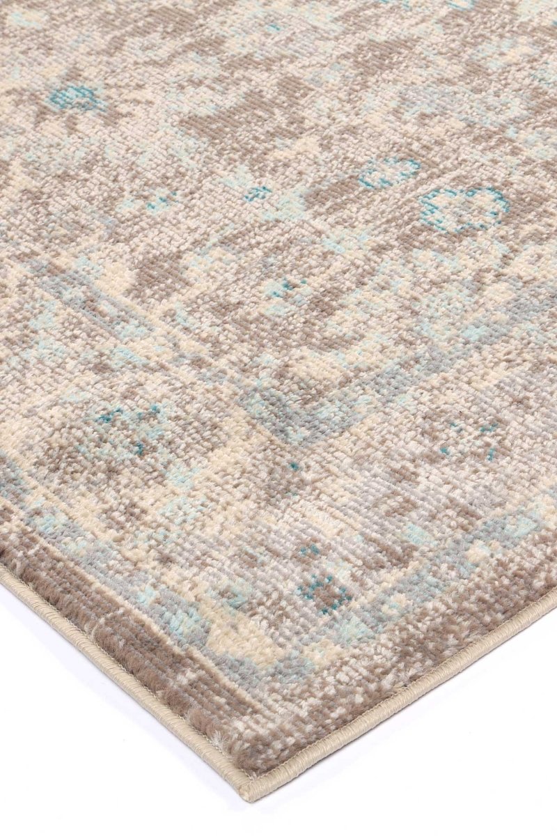 Ravish Grey/Sky Blue Floral Rug - Ruggy