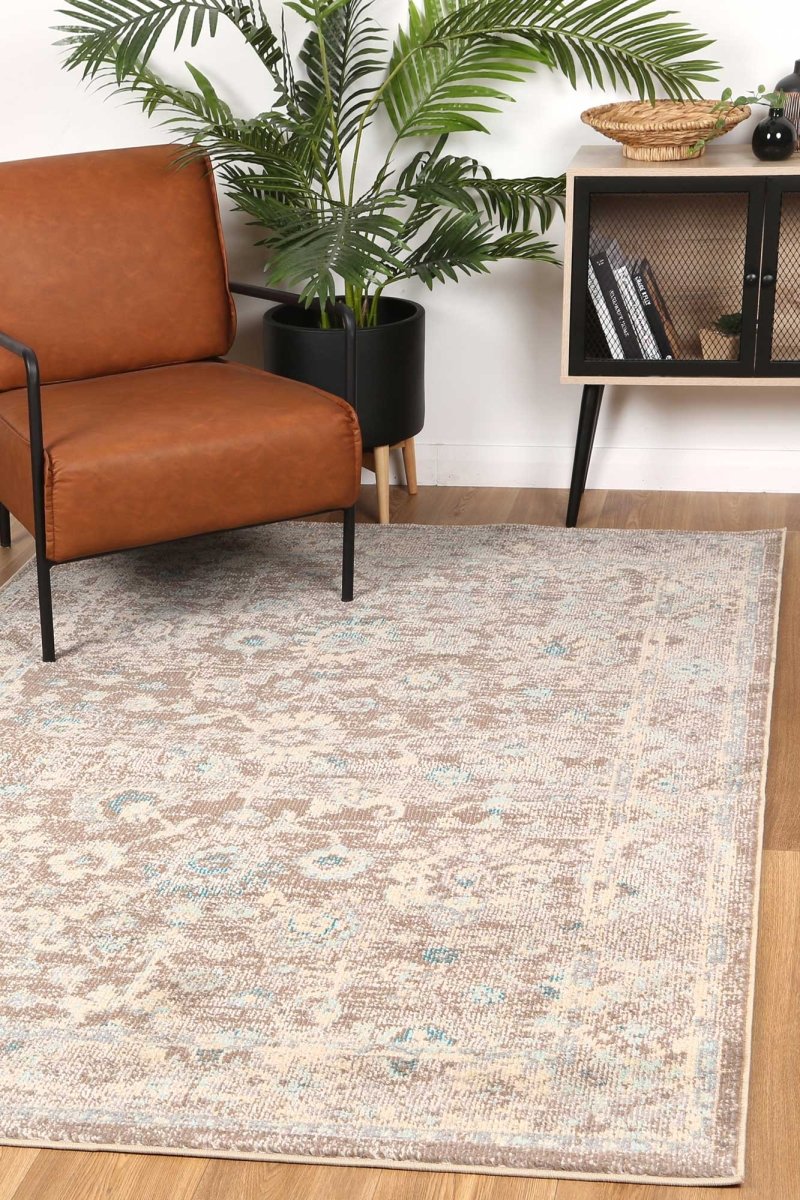 Ravish Grey/Sky Blue Floral Rug - Ruggy