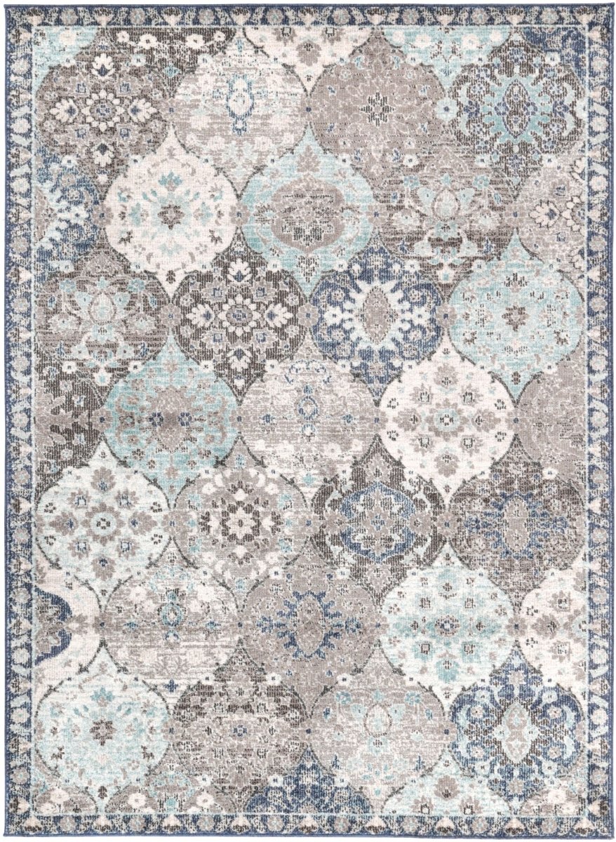 Recyclo Vedic Ogee Multi-Blue Rug - Ruggy