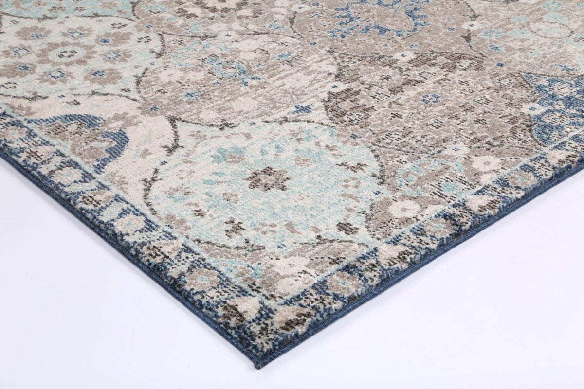 Recyclo Vedic Ogee Multi-Blue Rug - Ruggy