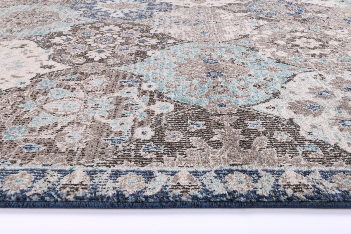 Recyclo Vedic Ogee Multi-Blue Rug - Ruggy