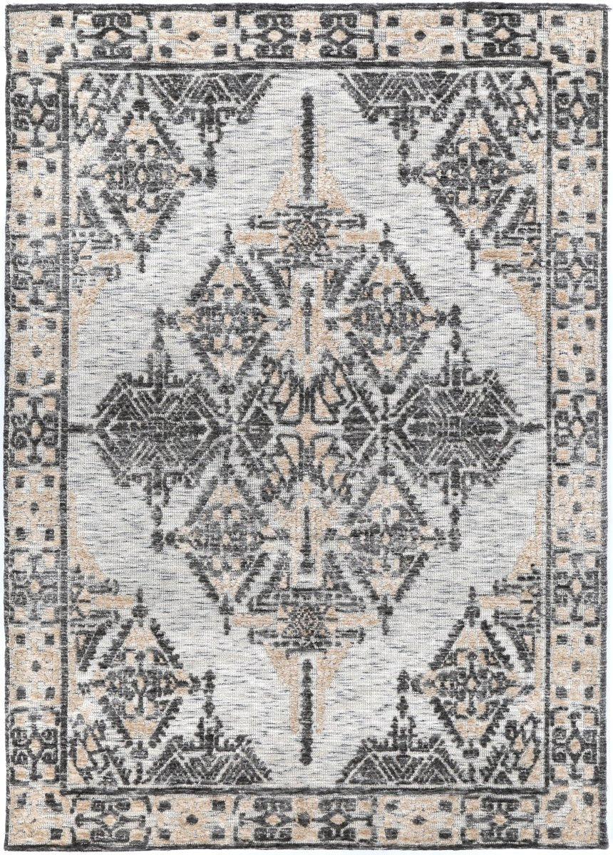 Ritz Charcoal & Beige Cotton Blend Rug - Ruggy