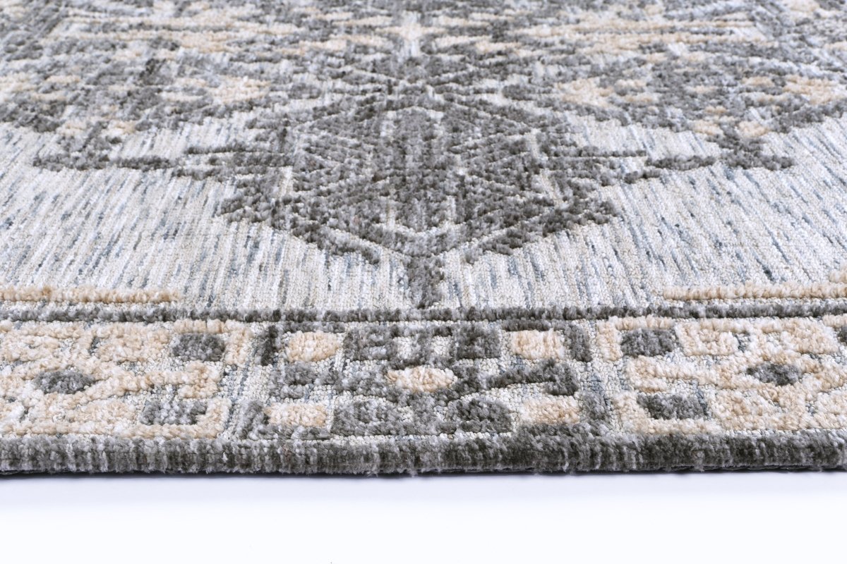 Ritz Charcoal & Beige Cotton Blend Rug - Ruggy