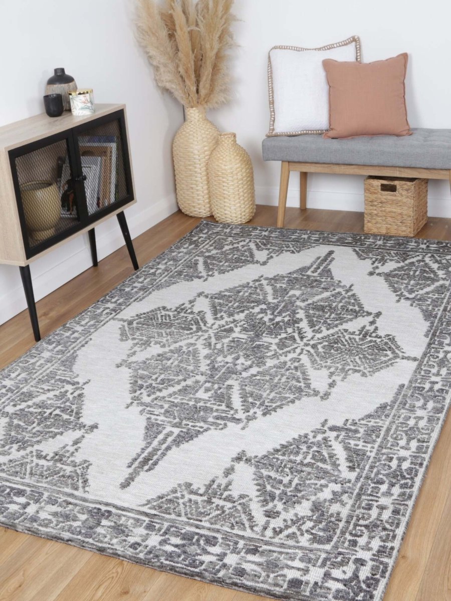 Ritz Grey Cotton Blend Rug - Ruggy