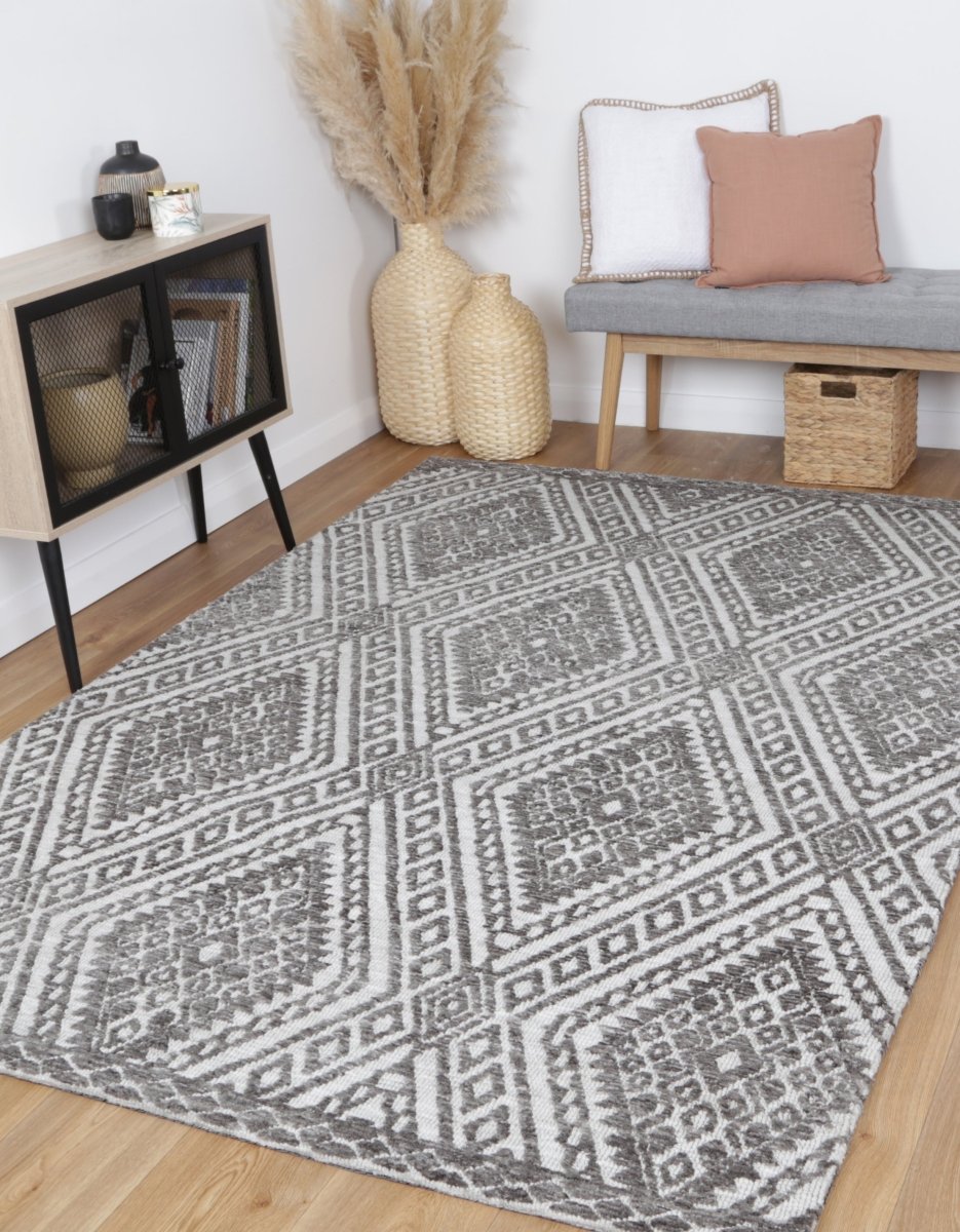 Ritz Majitha Grey Cotton Blend Rug - Ruggy