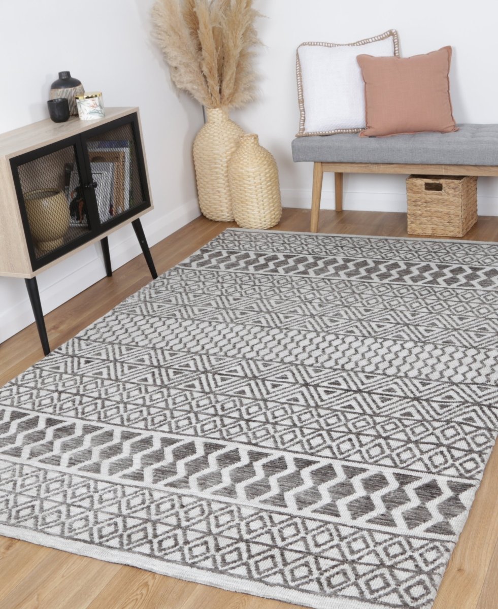 Ritz Ramdass Grey Cotton Blend Rug - Ruggy