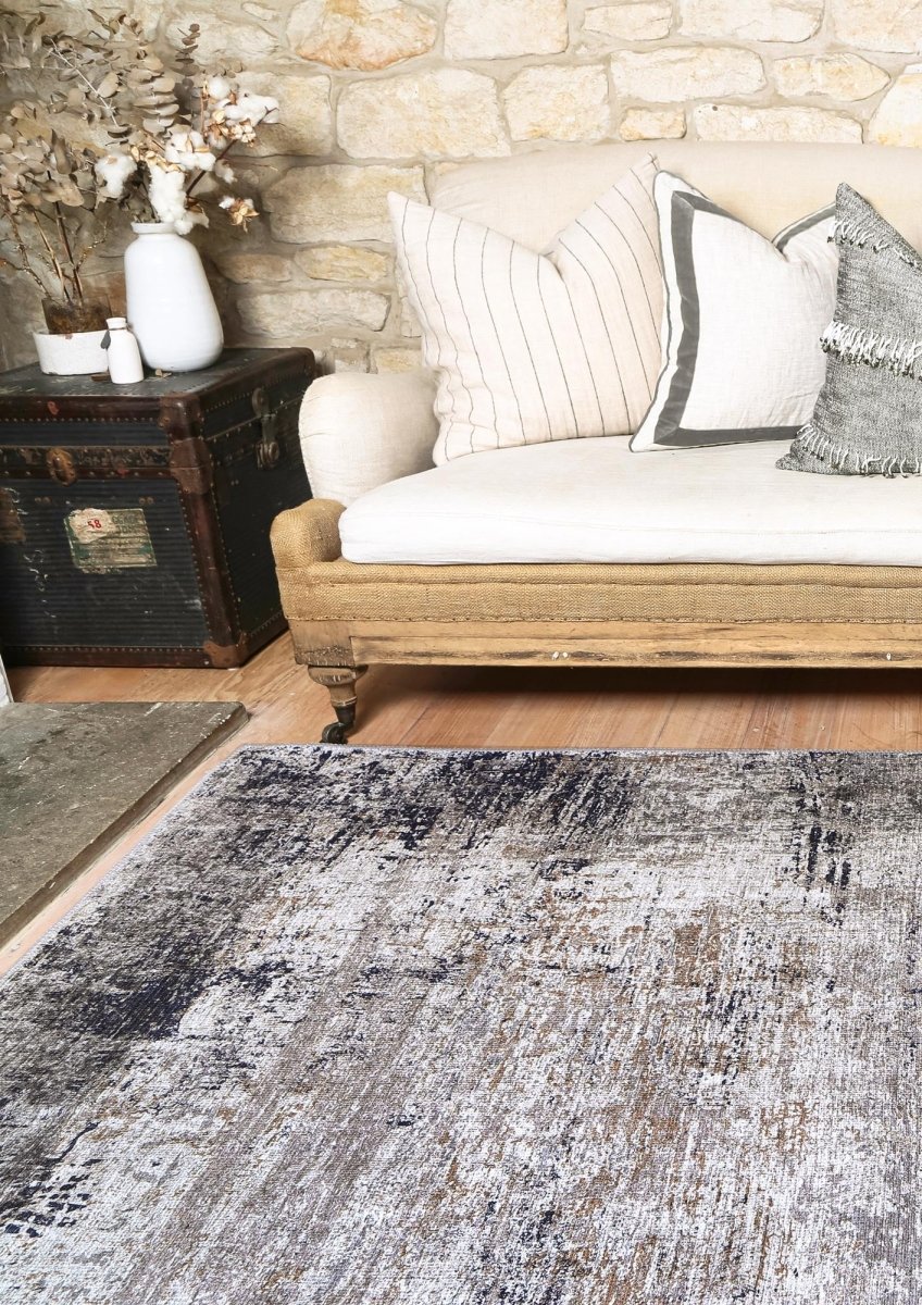 Royal Ash Beige Distressed Washable Rug - Ruggy