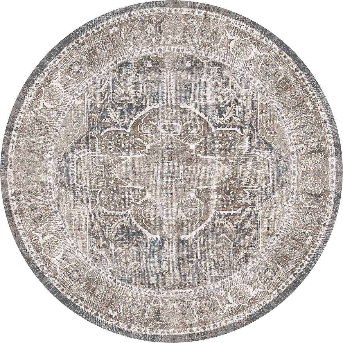 Royal Ash Distressed Washable Round Rug - Ruggy