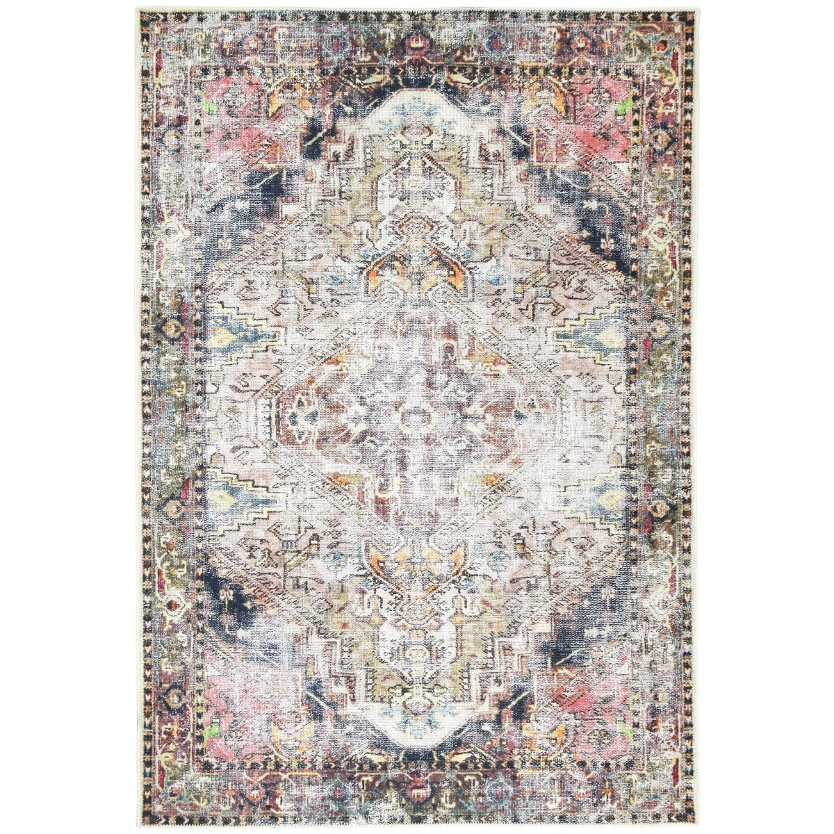 Royal Ernest Multi Distressed Washable Rug - Ruggy