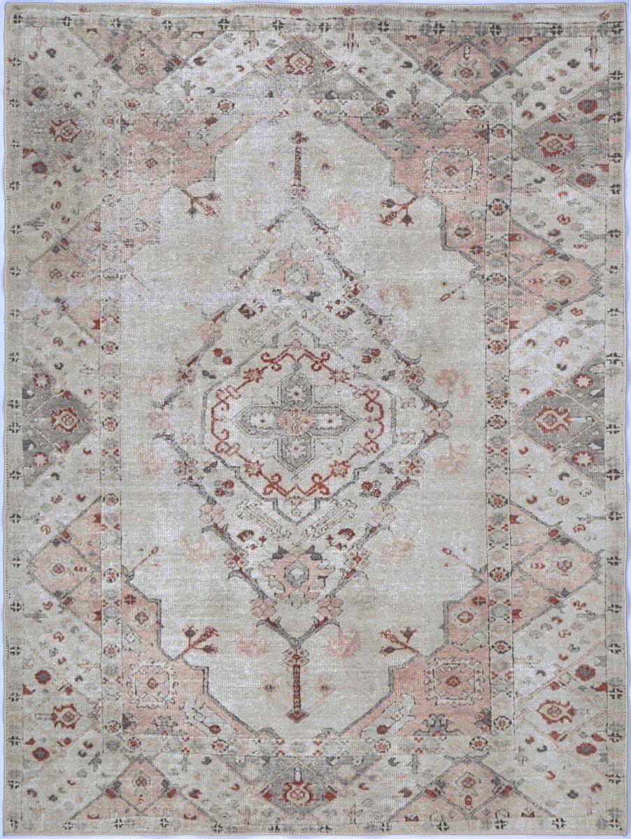 Royal Ivory Blush Distressed Washable Rug - Ruggy