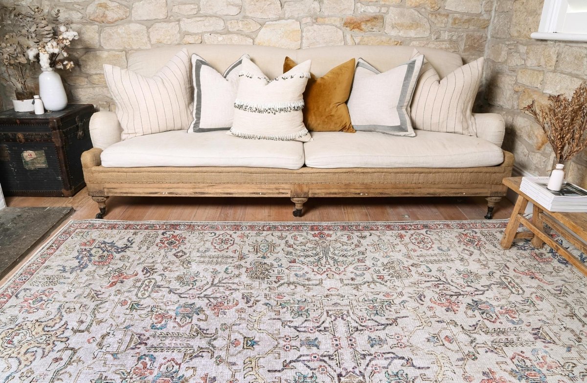 Royal Ivory Multi Distressed Washable Rug - Ruggy