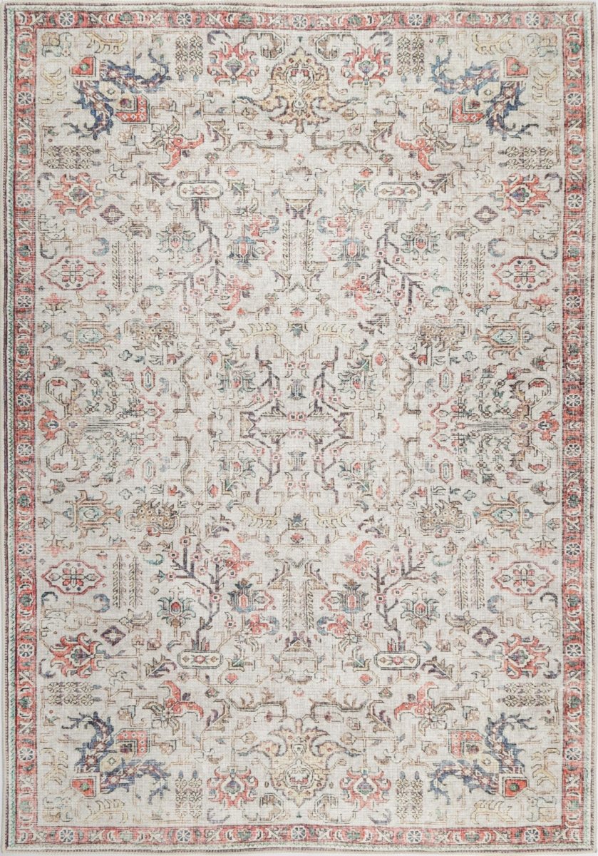 Royal Ivory Multi Distressed Washable Rug - Ruggy