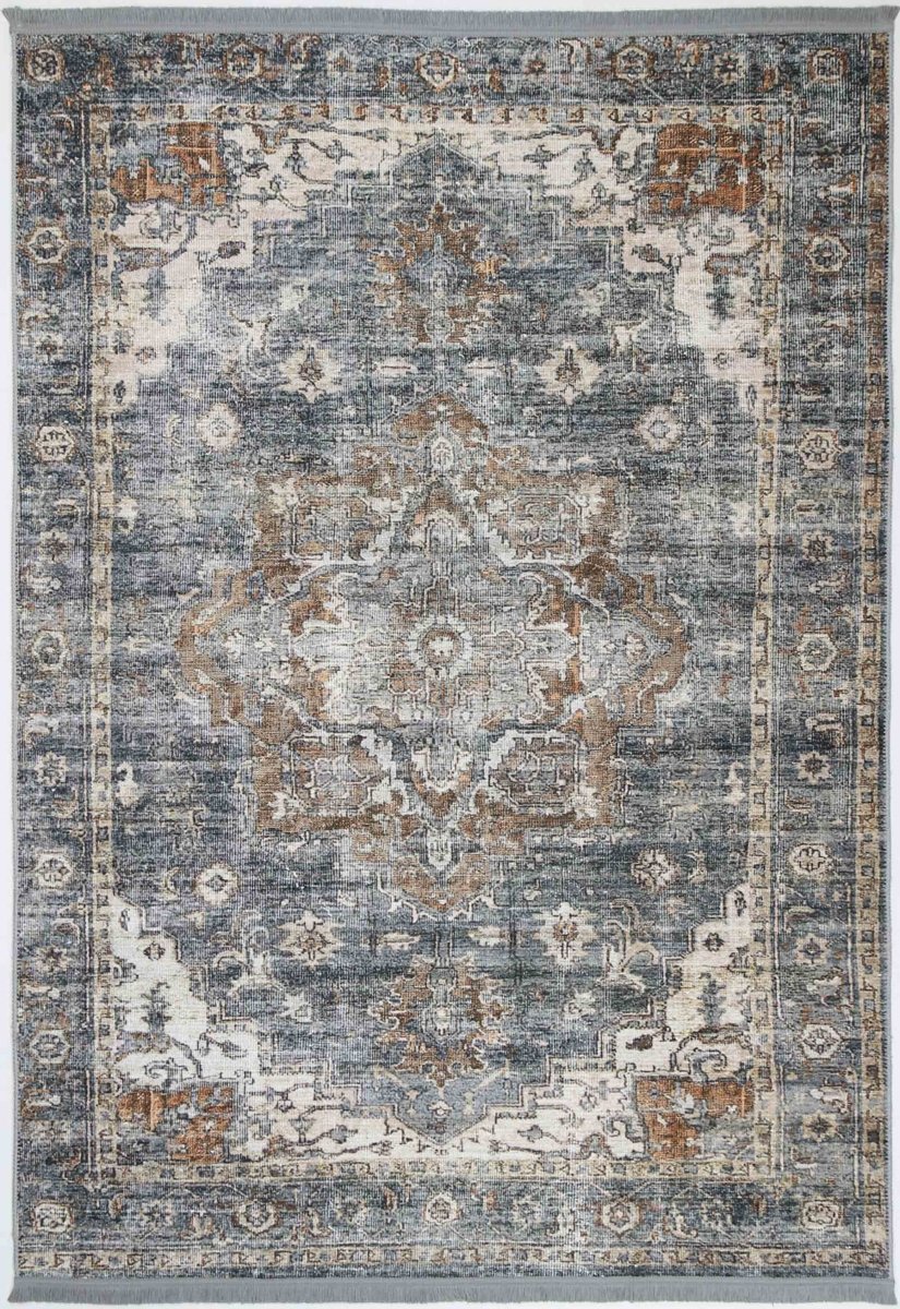 Royal Multi Gold Distressed Washable Rug - Ruggy