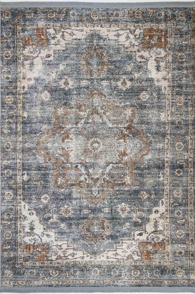 Royal Multi Gold Distressed Washable Rug - Ruggy