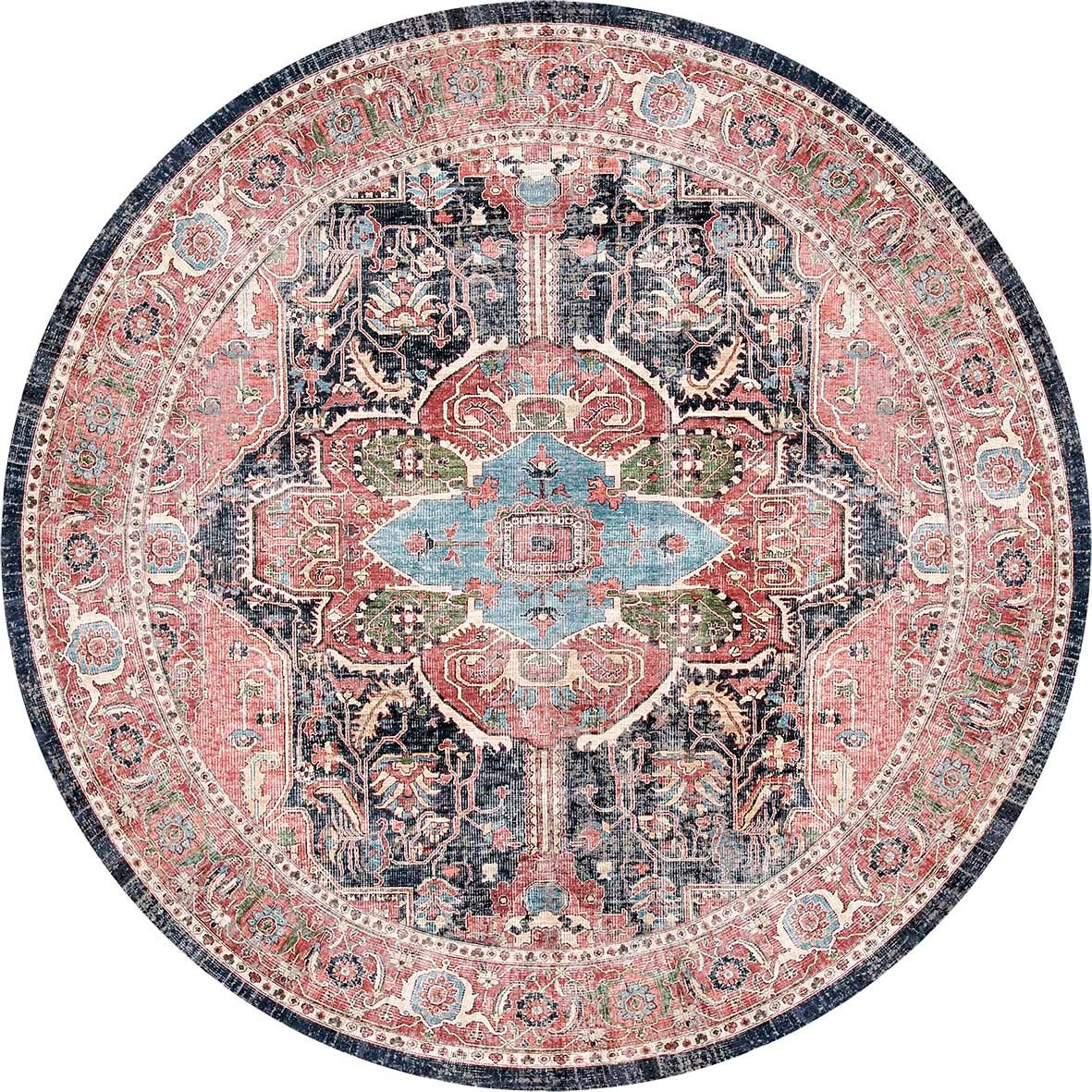 Royal Transitional Distressed Washable Round Rug - Ruggy