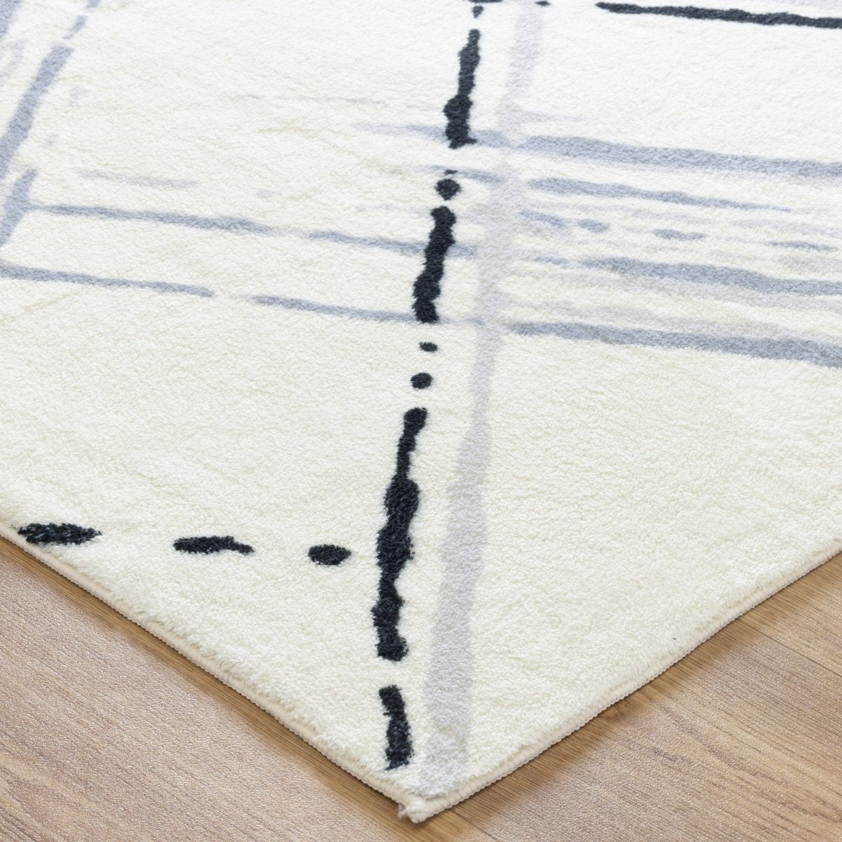 Softy Cream Blue Machine Washable Rug - Ruggy