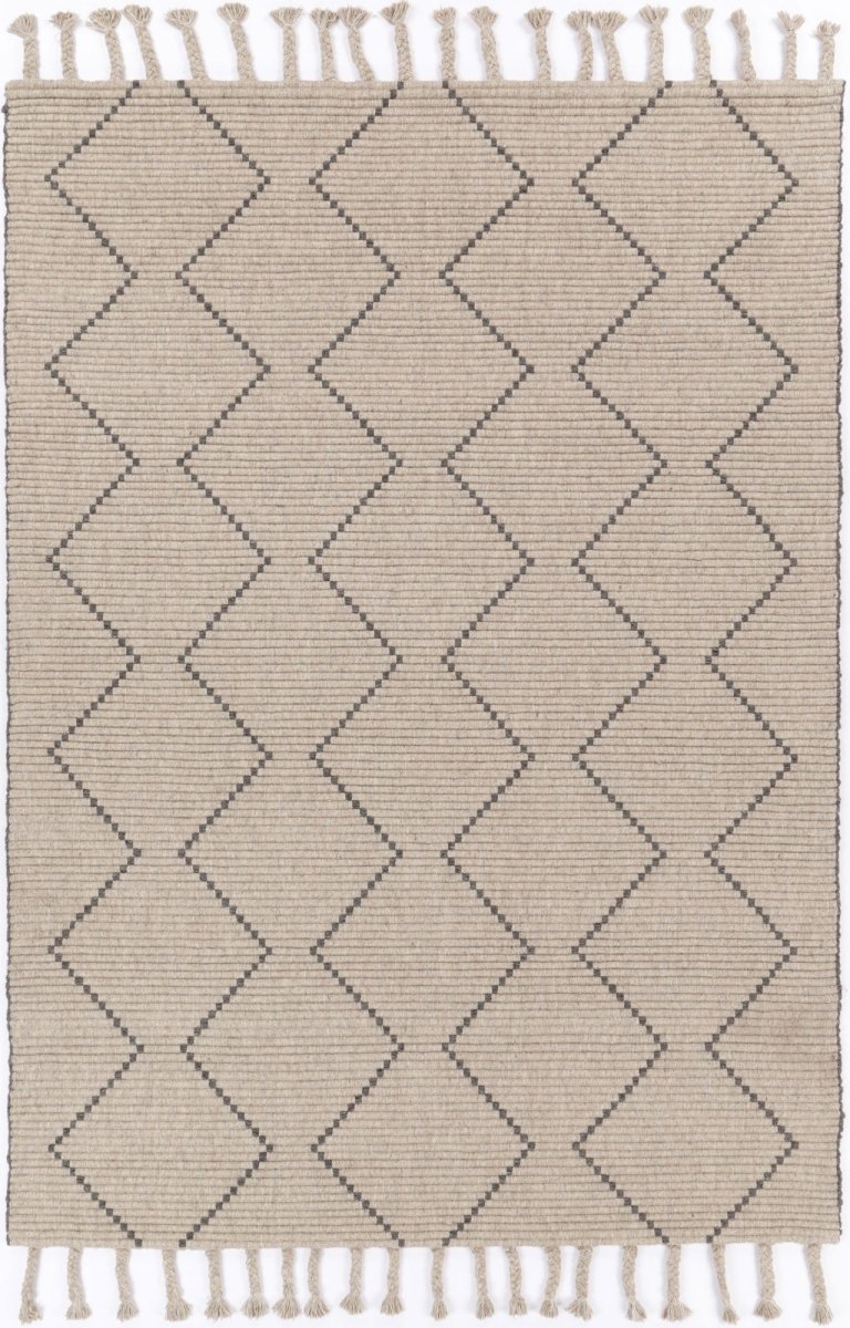 Solace Diamond Tassel Ash Rug - Ruggy