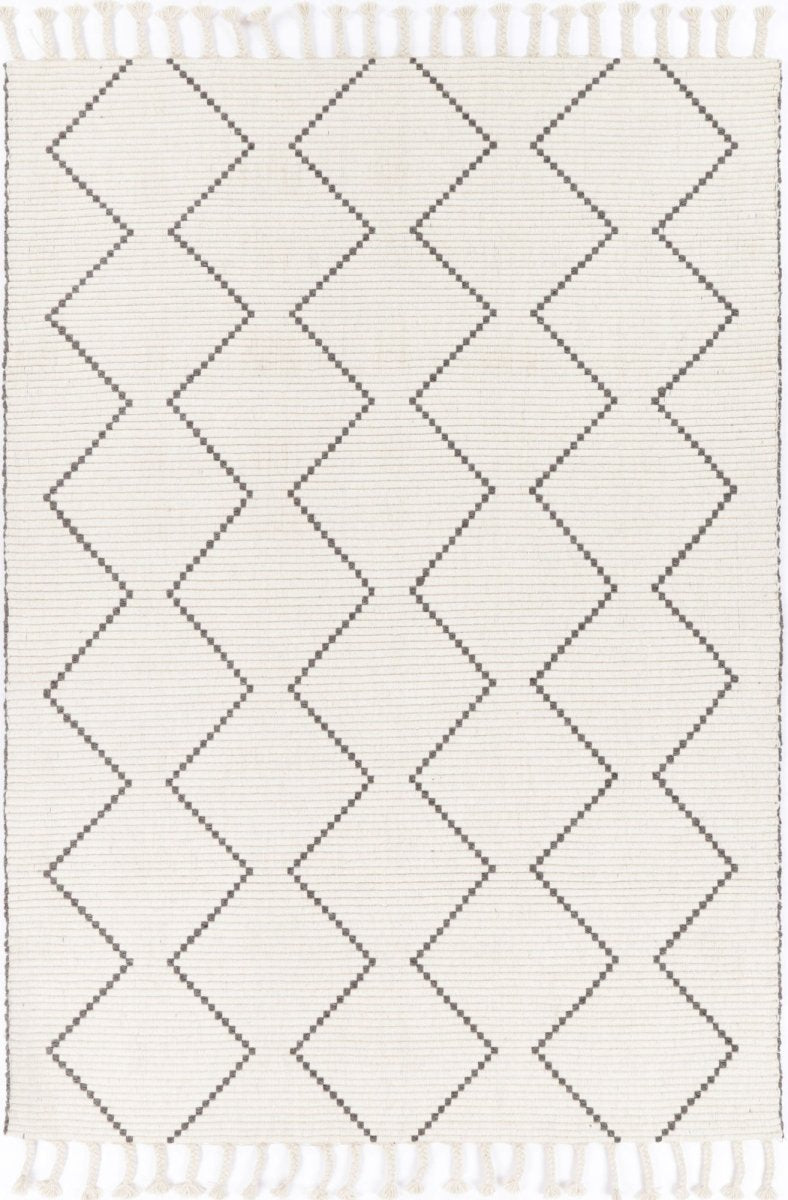 Solace Diamond Tassel Cream Rug - Ruggy