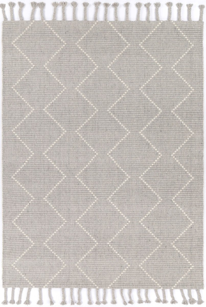 Solace Diamond Tassel Grey Rug - Ruggy