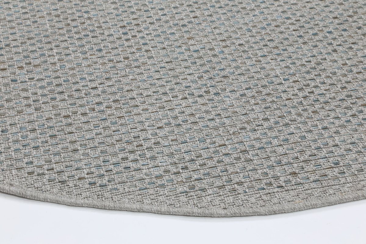 Sydney Silver Blue Indoor Outdoor Rug Round - Ruggy