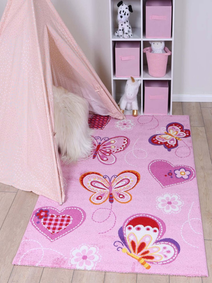 Tiny Dancer Beautiful Butterflies Pink Kids Rug - Ruggy