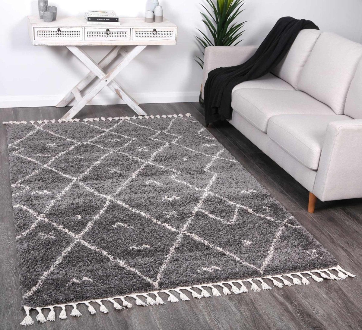 Twinkle Mizzie Tribal Grey Cream Rug - Ruggy