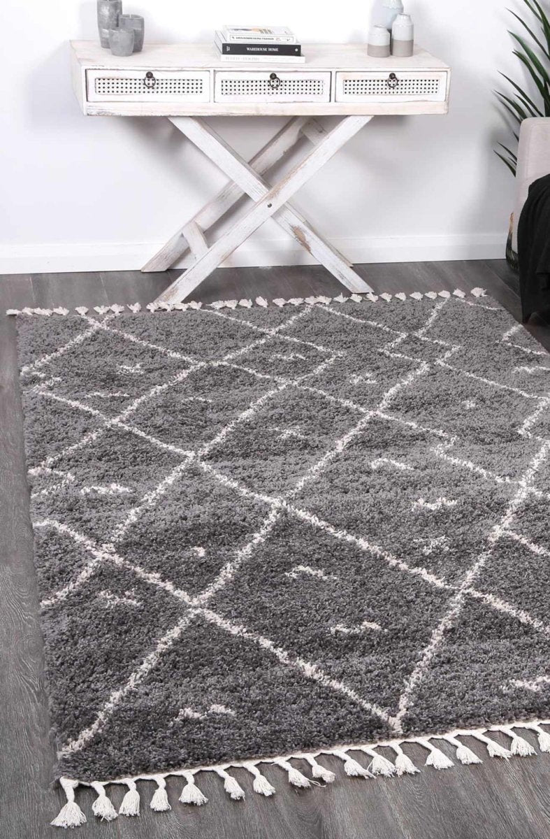 Twinkle Mizzie Tribal Grey Cream Rug - Ruggy