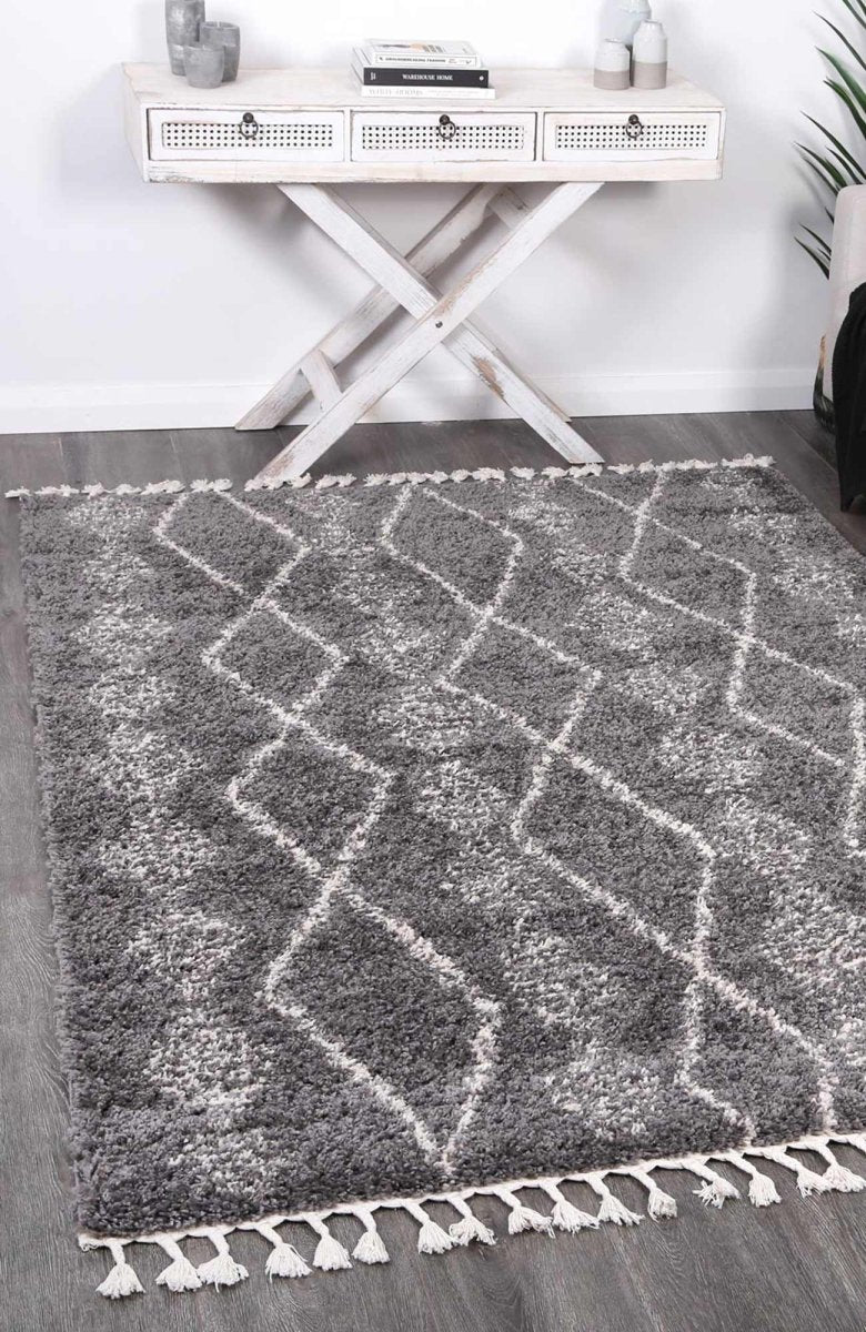 Twinkle Zara Tribal Grey Cream Rug - Ruggy