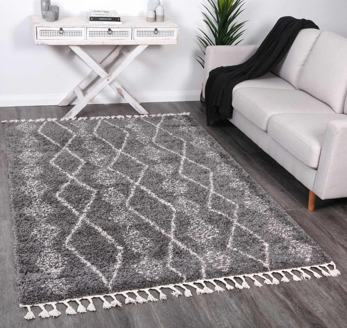 Twinkle Zara Tribal Grey Cream Rug - Ruggy