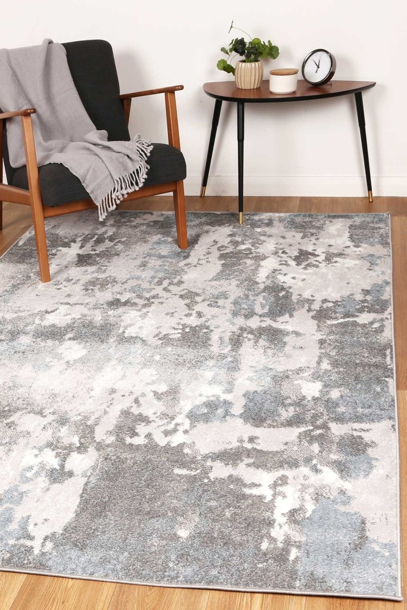 Vibrant Abstract Grey and Blue Rug - Ruggy