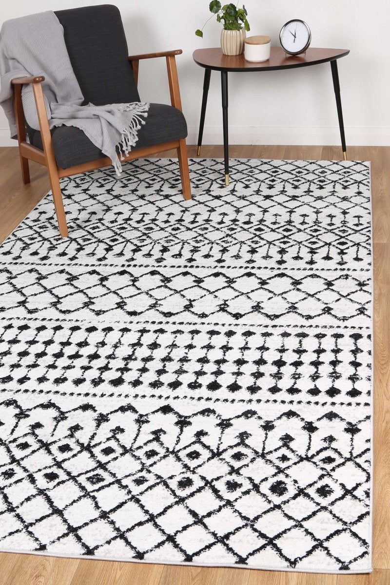 Vibrant Repeats Black and White Rug - Ruggy