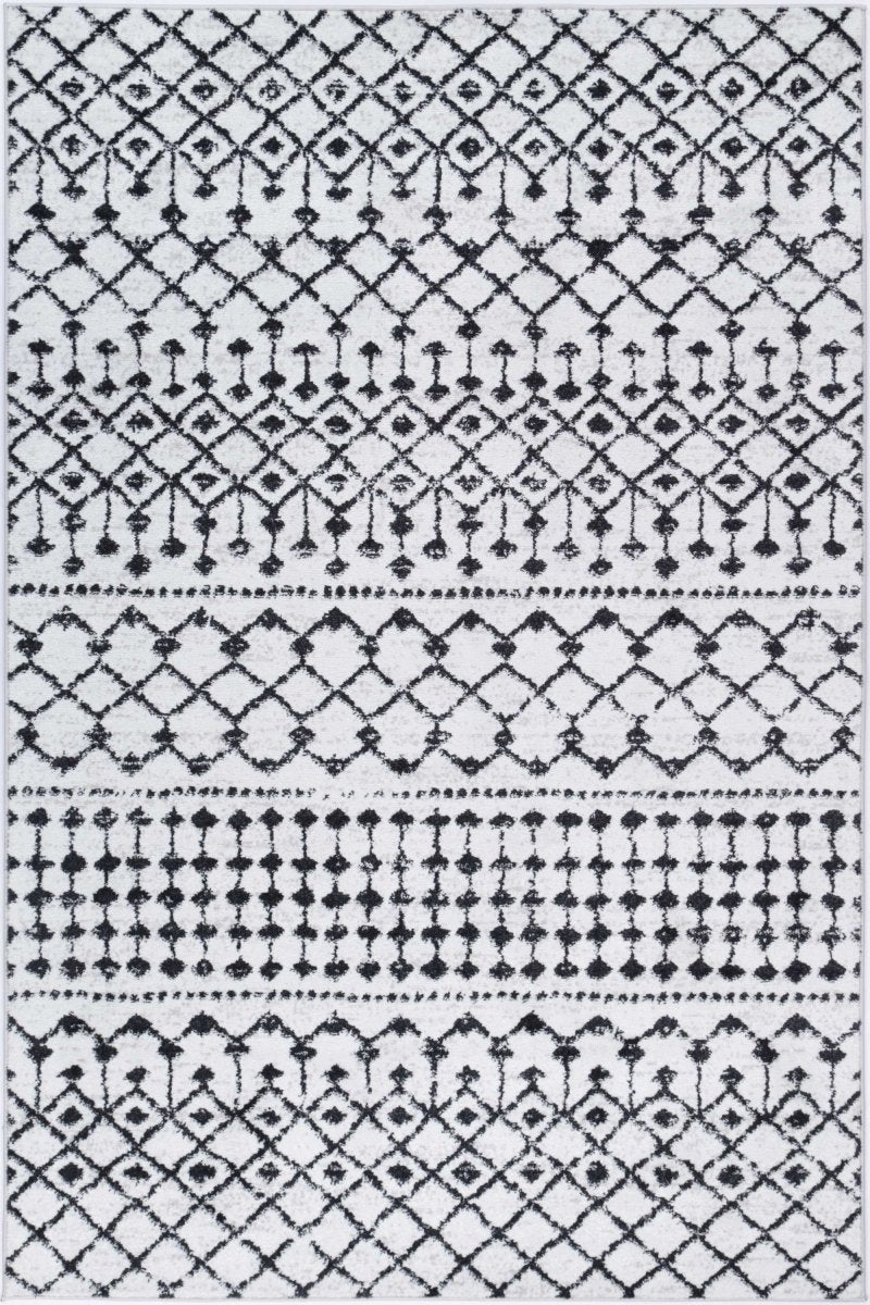 Vibrant Repeats Black and White Rug - Ruggy