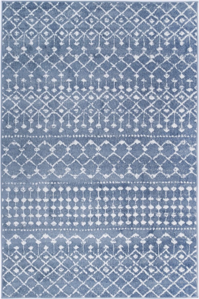 Vibrant Repeats Blue and White Rug - Ruggy