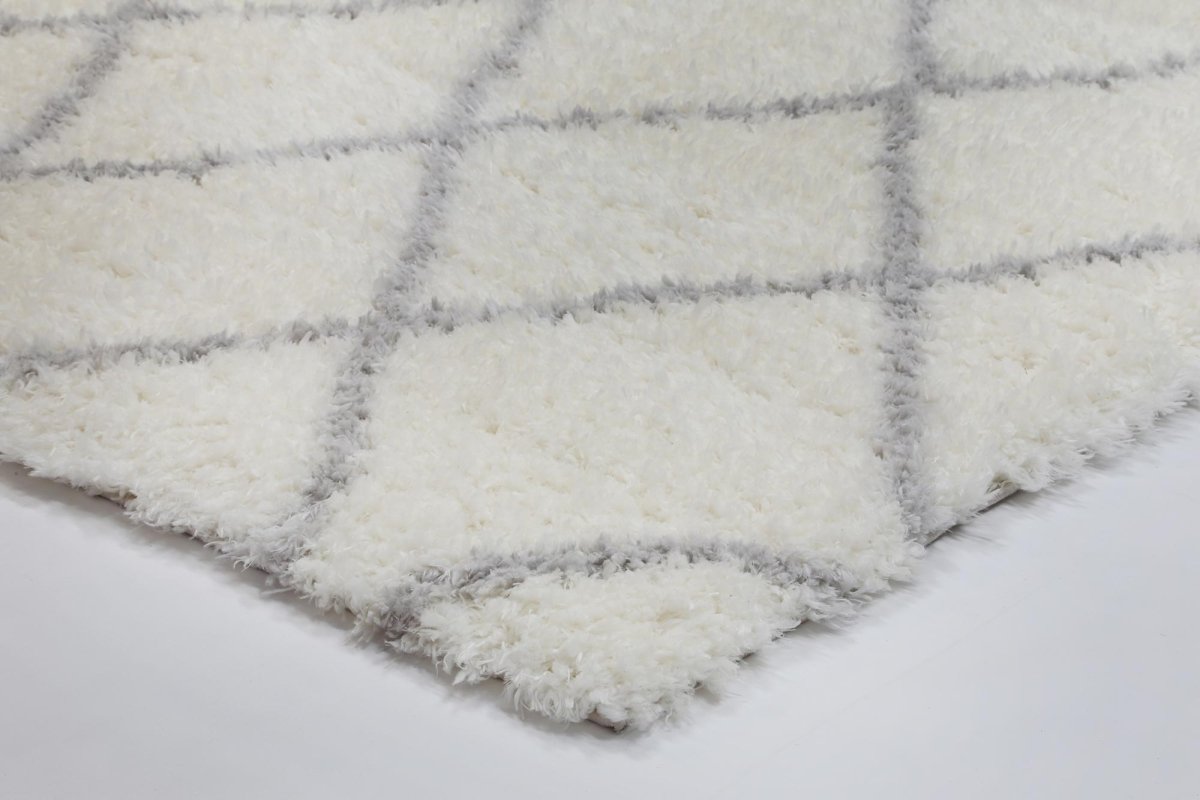 Winsome Cream and Silver Diamond Rug - Ruggy