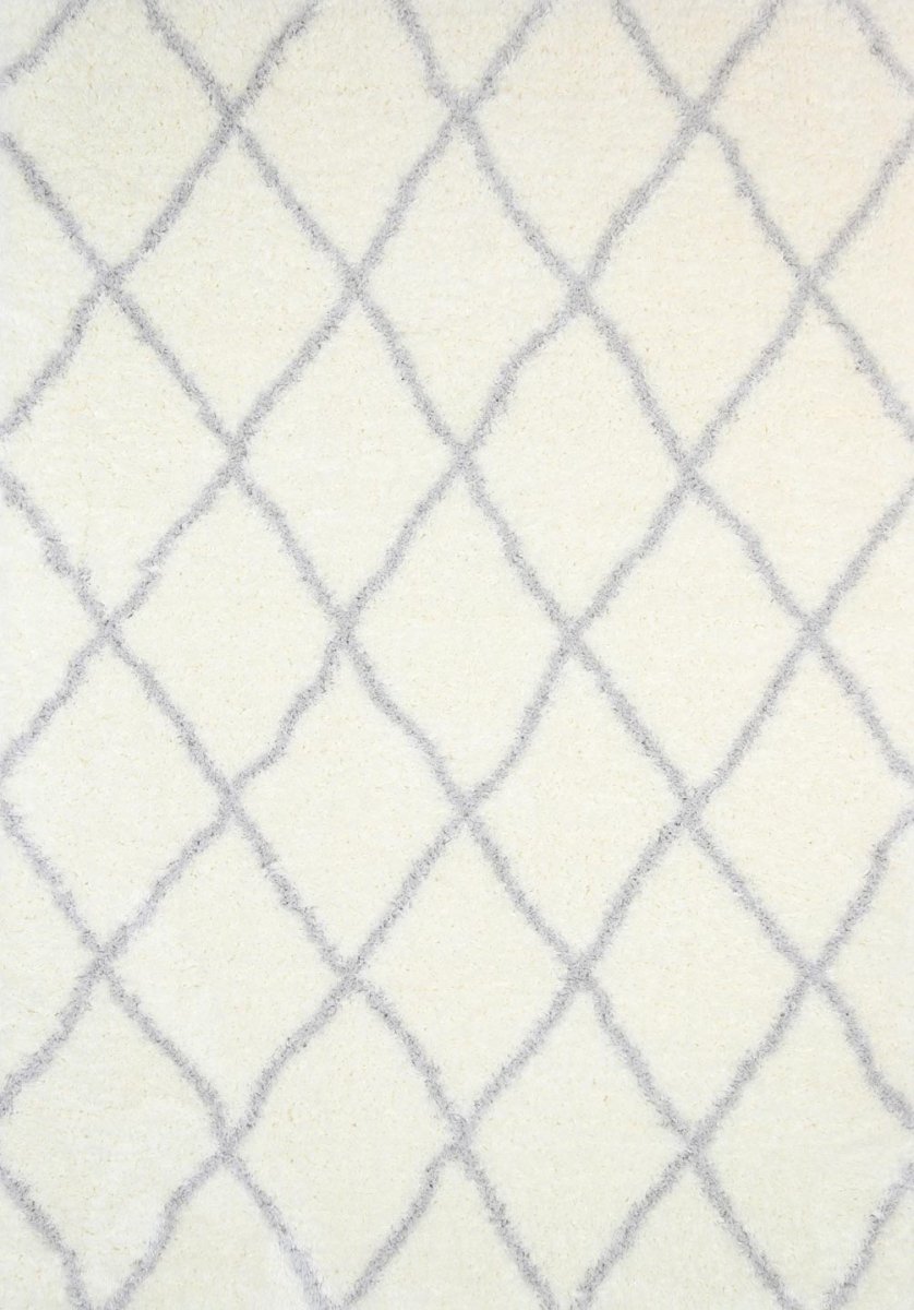 Winsome Cream and Silver Diamond Rug - Ruggy