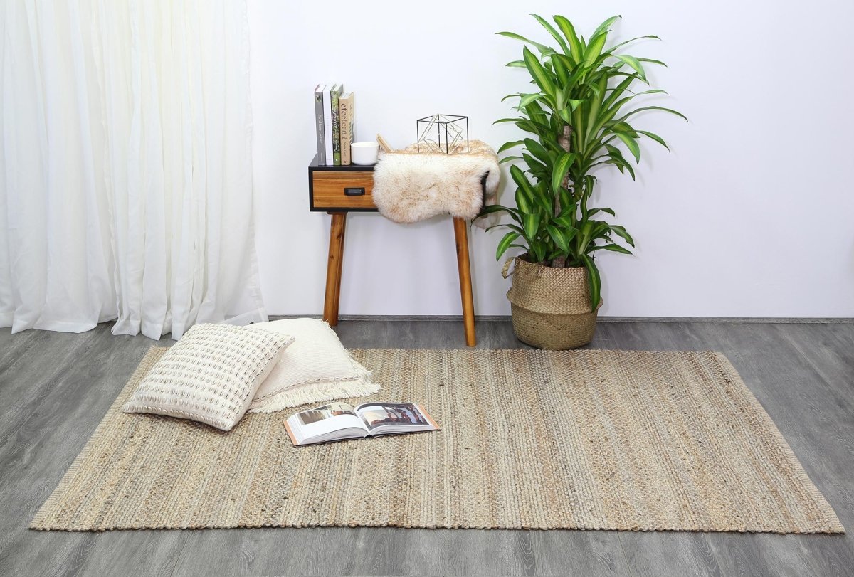 Zen Grey Natural Basket Weave Jute Rug - Ruggy