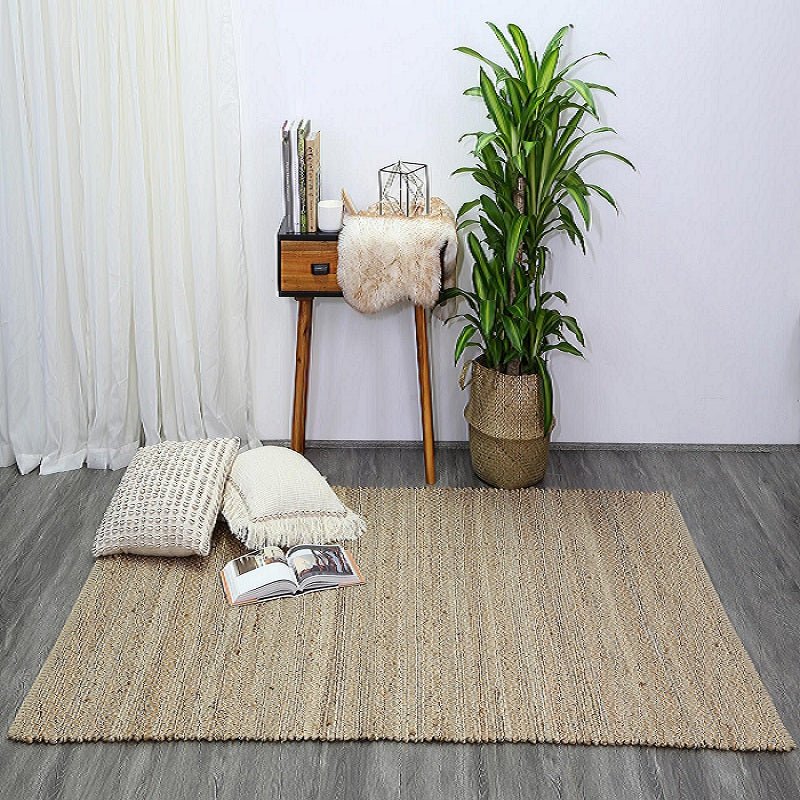 Zen Natural Basket Weave Black Jute Rug - Ruggy